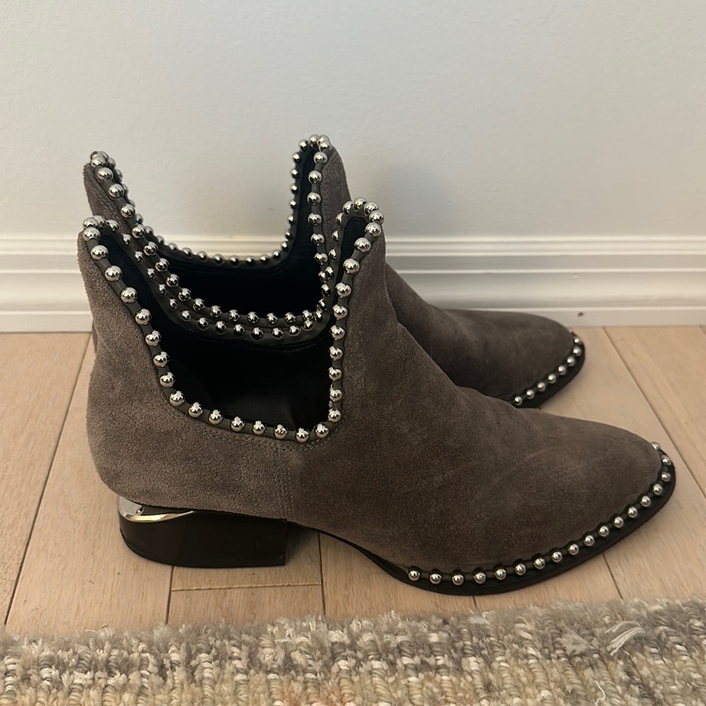 Alexander Wang Grey Suede Studded Ankle Boots